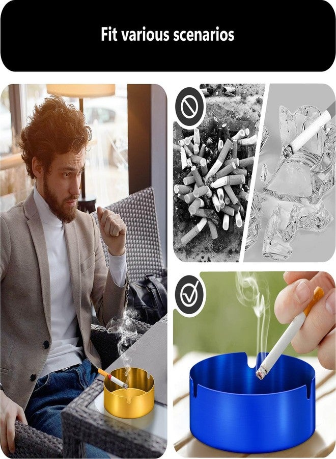 roygra منفضة سجائر رويغرا (عبوة من قطعتين)، منفضة سجائر خارجية للفناء، منافض سجائر من الفولاذ المقاوم للصدأ مع 3 حاملات، مستلزمات التدخين، ديكور منزلي، منافض سجائر للمدخنين في الأماكن المغلقة - أزرق، متوسط - Image 3